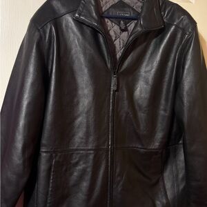 Men's Black Leather Bomber Jacket